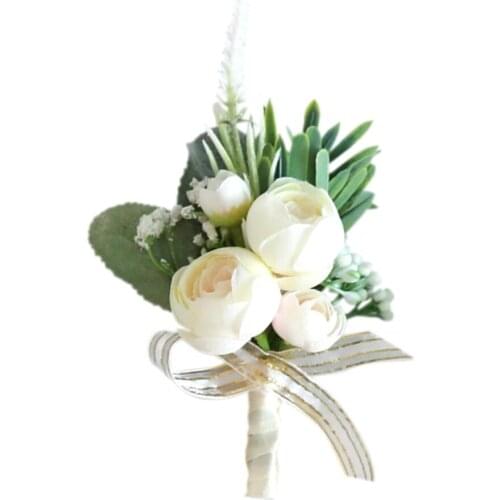 Shallow Champagne Tea Flower Bud Wedding Boutonniere Buttonhole Corsage