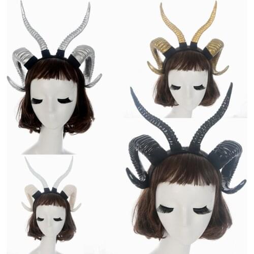 Animal Antelope Elk Horn Headwear Cosplay Headband Antler Steampunk Halloween For Women Girl Carnival Masquerade Hairband Prop