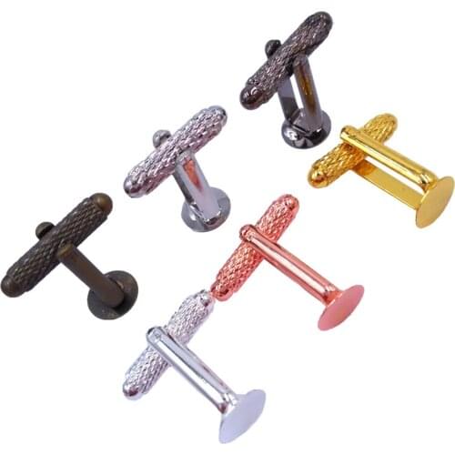 Wholesale Bezel Blank Cufflink Tray French Cufflinks with 6mm 8mm 10mm 12mm Round Pad Base Settings CL029