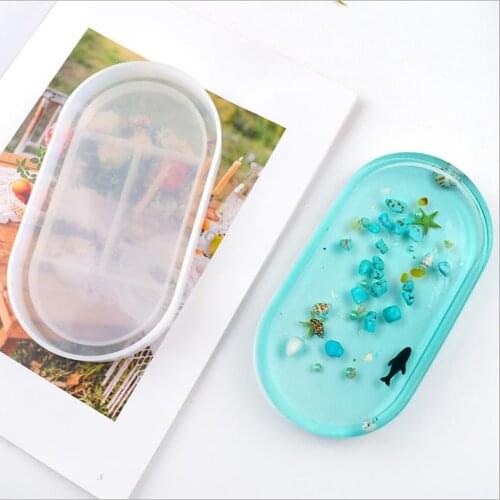 Storage Handmade Oval Thick Plate DIY Silicone Mold Tray Mirror Box Mold Crystal Oval Epoxy Mold