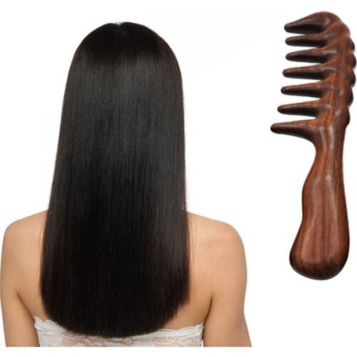 Hair Comb for Detangling - Wide Tooth Wood Comb for Curly Hair - No Static Natural Wooden Sandalwood Comb