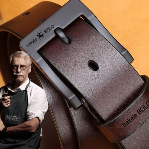 New High Quality Luxury Brand Genuine Leather Belt Men Black Pin Buckle Designe Business Belts Strap cinturones para hombre 2021