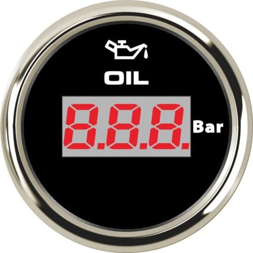 SAMDO Digital Oil Pressure Gauge Meter 7 Color Back Ground Light 52mm 0-10 Bar 9-32V For Car Boat