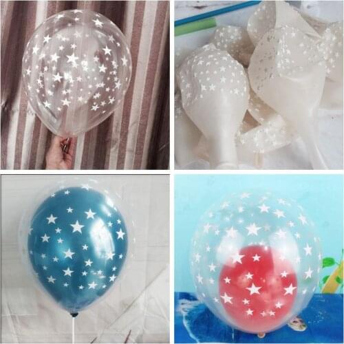 10pcs 12inch Clear Stars Pearl Latex Balloons Transparent Ball for Birthday Wedding Party Decoration Balloons
