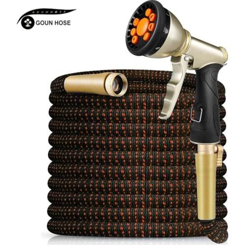 New Magic Hose Telescopic Garden Hose 3x Elastic Garden Watering Hose Rubber High Pressure Car Wash Cleaning Nozzle Sprayer