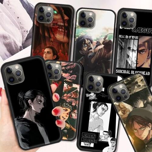 Eren Jaeger Silicone Soft Cover for iPhone 12 11 Pro MAX Luxury Phone Case XR X XS MAX 8 7 6 6S Plus Coque Shell