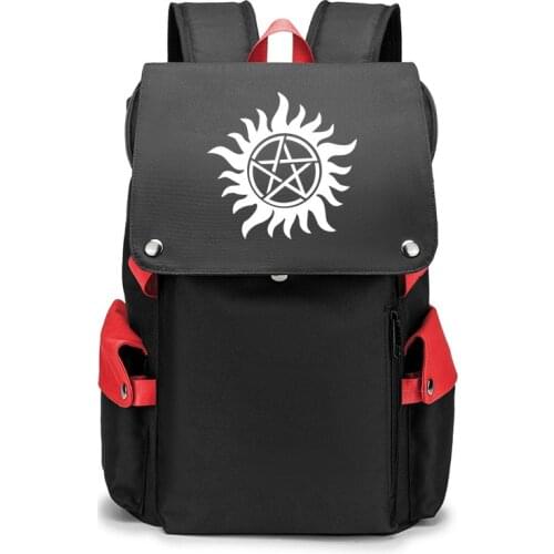 Supernatural SPN Evil USB Port Book Bag Backpack Zipper Rucksack Anime Student School Computer Bag Travel Mochila