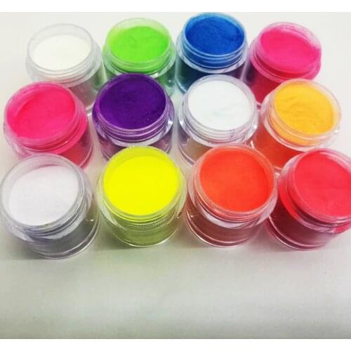 Glow-In-The-Dark Acrylic Powder 12Pcs/1Set of Powder of Glow In The Dark ACrylic Powder+ Dip Powder Glow in the Dark Fluorescent