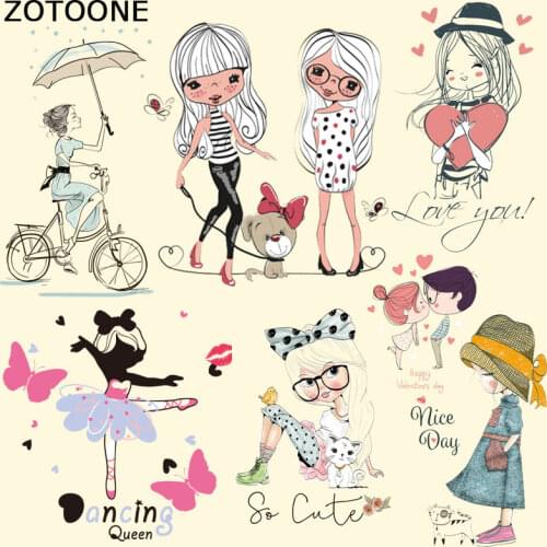 ZOTOONE Cute Girl Heat Transfer A-level Washable Ironing Stickers for Clothing Girls Kids T-Shirt Dresses Heat Press Applique C