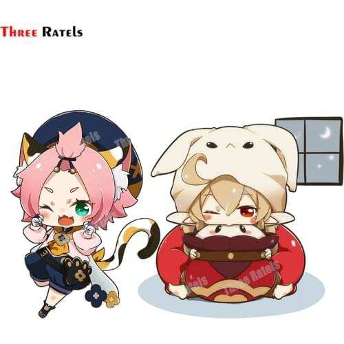 Three Ratels B693 Cute Anime Klee Dodoco And Jumpy Dumpty Of Genshin Impact Stickers For Passat B6 Car Accessory Decals Vinyl Ma