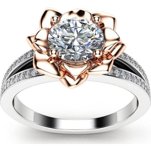 UFOORO wedding ring Finger Beautiful Jewelry Romantic FLOWER white shiny zircon Rings For girl gift Distribution