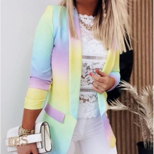 Women Splice Print Long-Sleeve Blazer Jackets 2021 New Fashion Casual Suits Spring Autumn All-match Female Suit Coat Office Lady