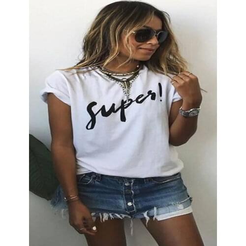 ZSIIBO OCNVTX33 Spring Summer Short Sleeves T-shirts Casual Letter Printed White Tops Street Wear Female