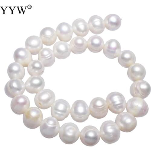 12-13mm Cultured Potato Freshwater Pearl Beads White Pearl Beads For Diy Jewelry Making Approx 0.8mm Sold Per Approx 15.7 Inch