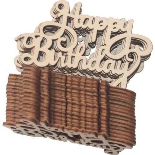 20Pcs "Happy Birthday" Laser Cut Wooden Slice Handcraft Letter Carving Wood Crafts Hanging Ornaments Home Party Decoration