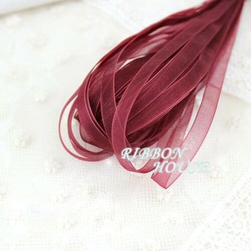 40 meters) 1/4'' (6mm) Wine Red Organza ribbons Wholesale wedding gift wrapping Christmas ribbons
