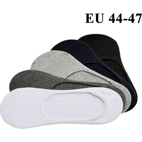 5 Pairs Mens Boat Socks Large Big Plus Size 46,47,48 Non-slip Silicone Invisible No Show Socks Meias All-match Sock Slippers Sox