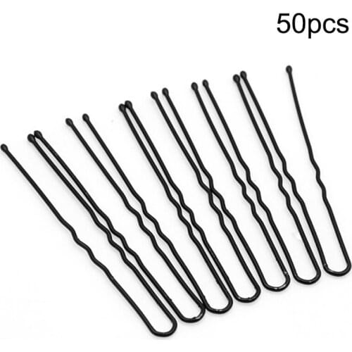 50Pcs/Lot 6CM Hair Clips Black Waved U-shaped Hair Pins Barrette Mini Size Salon Grip Clip Metal Women Styling Tools Hairpins