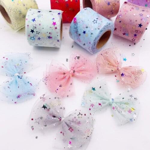 6cm 22 Yards Meteor Star Tulle Shooting Stars Mesh Ribbon Strip DIY Hair Bow Accessories Doll Tutu Skirt Sewing Crafts Supplies
