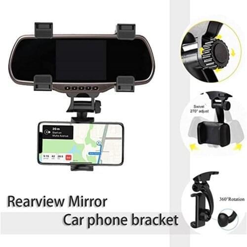 Car Rearview Mirror Phone Holder Mount Car Phone Holder 360 Degrees For iPhone 11 Pro Max Samsung GPS Smartphone Stand Universal
