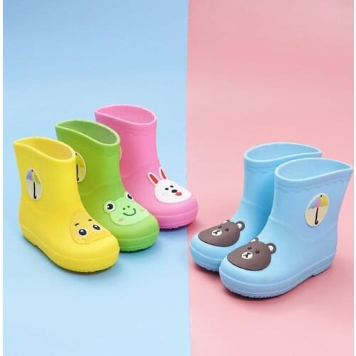 Children Rain Boots For Girls Boys Cartoon Animal Fashion Kids Rain Ankle Boots Waterproof Rubber Antiskid Children Water Shoes