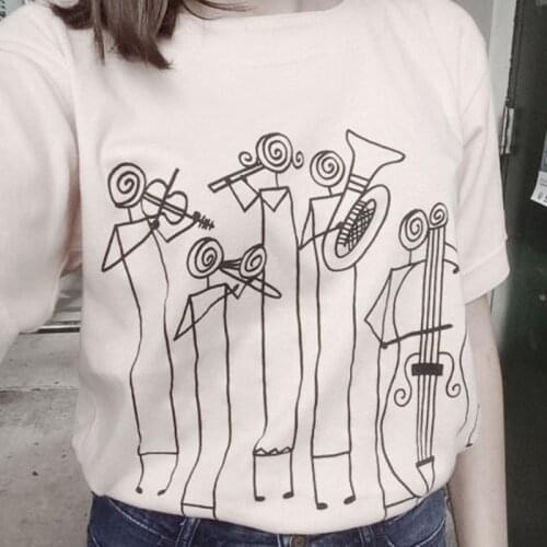 Line Art Drawing Womens T-Shirt Tumblr Fashion Grunge Cute Aesthetic Tshirt Summer Casual Streetwear Graphic Tee