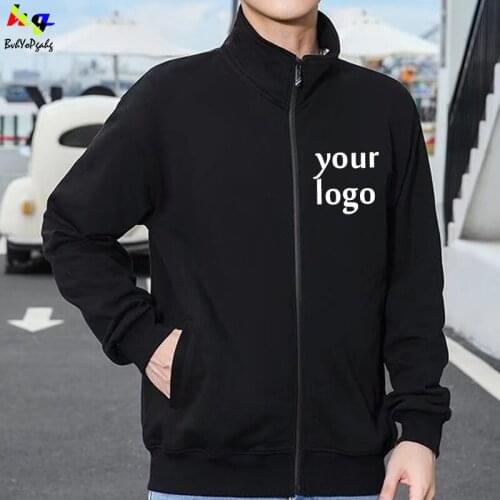 Custom logo zipper sweatshirt 100% cotton men and women sweatshirt long sleeve spring and autumn jacket