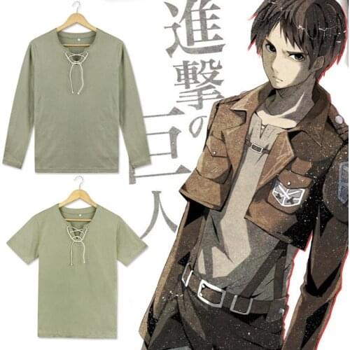 MeetLife Eren Jaeger Cosplay T-shirt Anime Attack on titian Cosplay Costume Outfit Long Short Sleeves