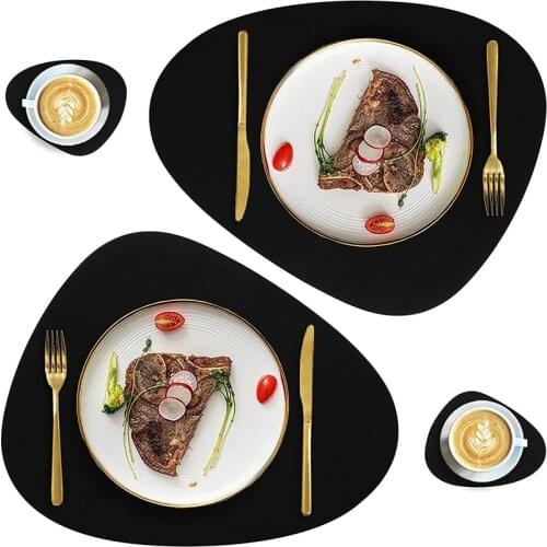 Leather Placemats for Dining Table Heat Resistant Wipeable Waterproof Washable Modern Placemats Mug Pad