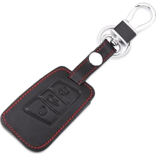 Leather Key Fob Case Bag Key Chain Ring Cover For Skoda Superb A7 For Volkswagen VW Passat B8 ,Smart Remout Key Car accessories