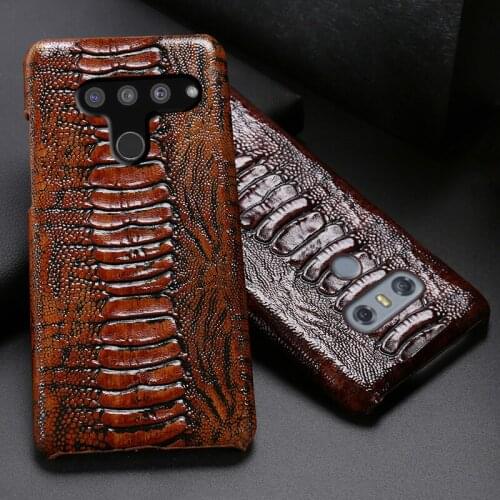 Leather Phone Case For LG V50 G8S V10 V20 V30 V30s V40 Q6 Q7 Q8 G3 G4 G5 G6 G7 G8 ThinQ Cowhide Ostrich Foot Texture Back Cover