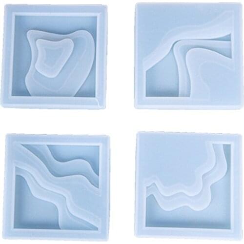 Square Island Coaster Epoxy Resin Mold Cup Mat Silicone Mould DIY Crafts Jewelry Home Decor Casting Tools DIY Coaster Making