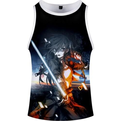 Japanese Anime Sword Art Online SAO Costume Unisex 3d Bodybuilding Tank Tops Sleeveless Men Women Fitness Vest O-neck 3D Clothes