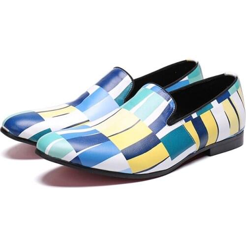 Men Fashion Round Toes Genuine Leather Business Dress Shoes Men Youth Mixed Color Slip On Flat Spring Autumn Flat Loafers