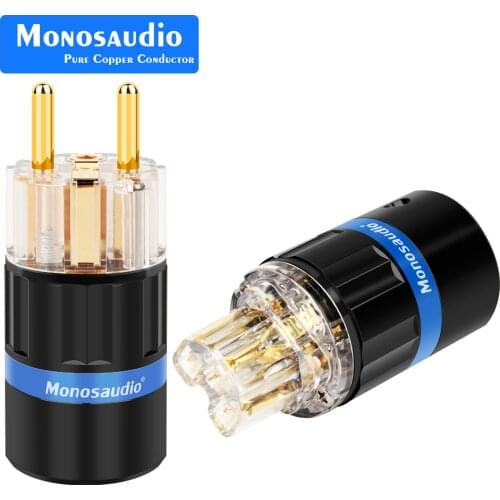 Monosaudio E105G/F105G Hi-end Pure Copper Germnay European Power Plug connector Audio Schuko Plug Adapter For DIY Power Cable