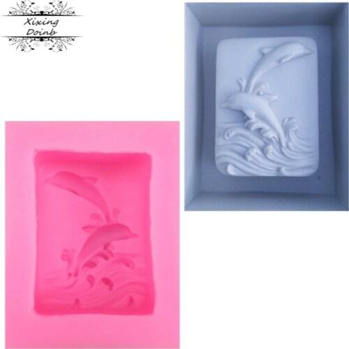 Marine series dolphin silicone soft candy mold cake decoration tools candy chocolate soap mold