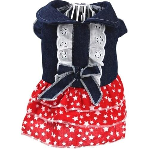 New Dog Cat Dress Shirt Pet Puppy Stars/Cherrys Skirt Spring/Summer Apparel 5 Sizes 2 Colours