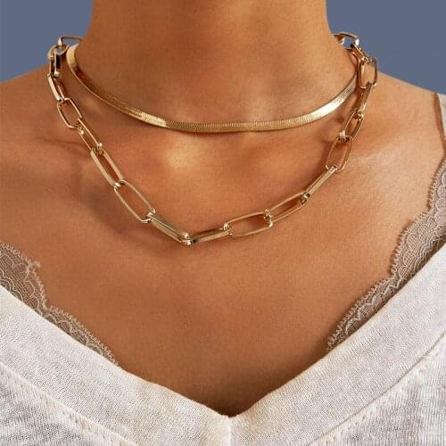 New snake bone thick chain creative metal alloy multi layer clavicle chain womens necklace for men and women