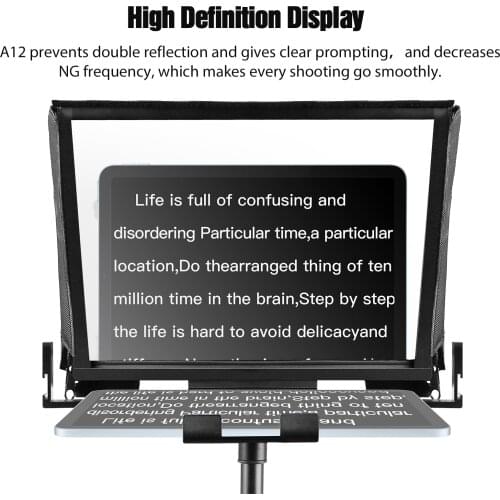 Andoer A12 Portable Camera Teleprompter Prompter for DSLR/Mirrorless Cameras Video Recording Live Streaming Interview Carry Case