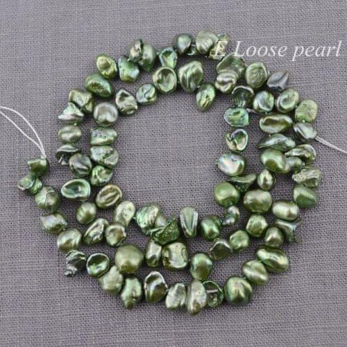 Wholesale Freshwater Pearl Keshi Pearl Loose Pearl Green 6.0-7.0mm wedding 15"