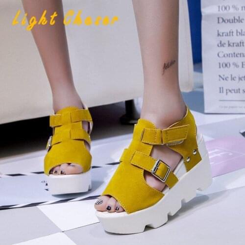 Spring And Summer Thick-soled Fish Mouth Sandals Womens Slope With Thick-soled Womens Sandals Womens High Heels Beach Shoes