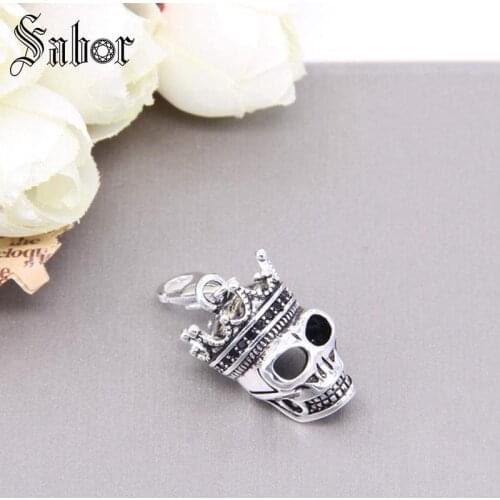 Silver color Skull With An Crown Charm for Bracelet Jewelry for Men & Women Party Gift thomas drop shipping thomas