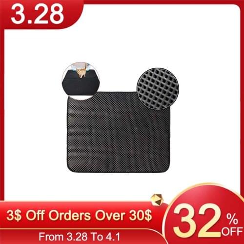 Folding Pet Cat Litter Mat Waterproof EVA Double Layer Cat Litter Trapping Pet Litter Box Mat Clean Pad For Cats Accessories