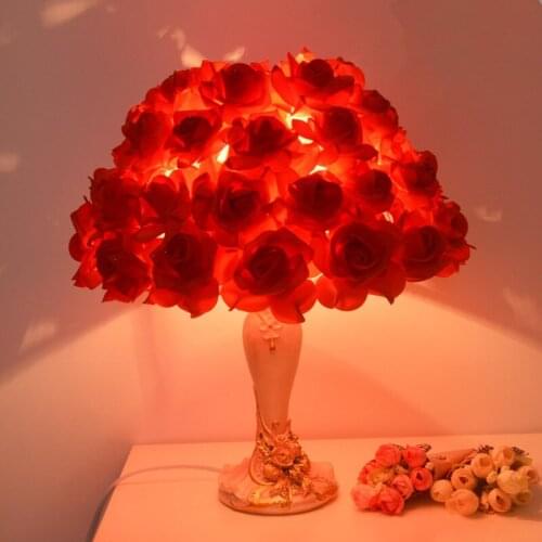 European Style Rose Flower LED Table Lamp Wedding Party Bedroom Bedside Night Light Decoration Gift Holiday Lighting