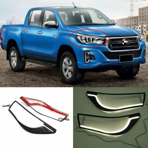 LED DRL Daytime Running Light Headlight Lamp Trim Cover Fit For Toyota Hilux Revo 2015 2016 2017 2018