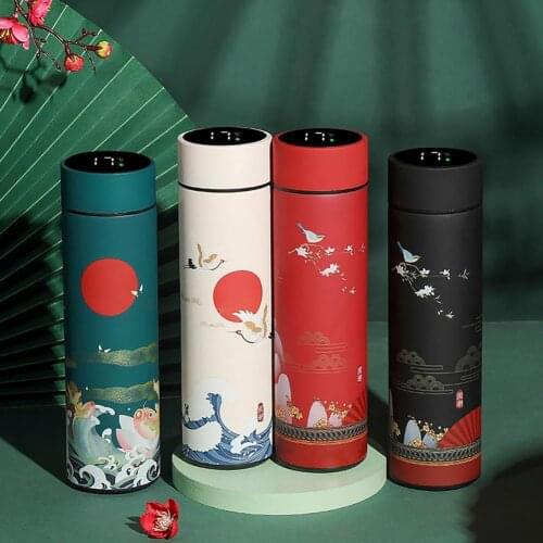 500ml Chinese Style Intelligent Temperature Display Insulated Tumbler Stainless Steel Heat Resistant Flask For Thermos Mug Cups