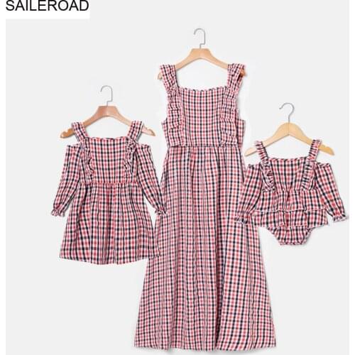 TUONXYE Mother Daughter Family Matching Summer Boho Dress Long Sleeve off Shoulder Stripe Straight Knee-Length Beach Dresses