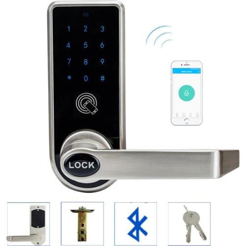 Bluetooth Smart Electronic Door Lock APP Control, Code, 2 Mechanical Keys Touch Screen Keypad Digital Password Lock lk818BSAP