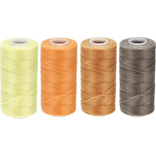 Uxcell Waxed Leather Thread Set 55 Yards 150D/0.8mm Flat Polyester Cords for Hand Sewing (Pastel Colors, 4pcs)