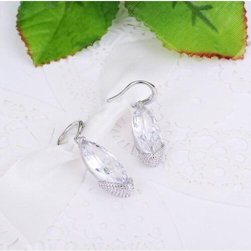 MAIKALE Long Stud Earrings AAA Cubic Zirconia Drop-Shaped Pendant Earrings Simple Korean Earrings For Women Send Friend